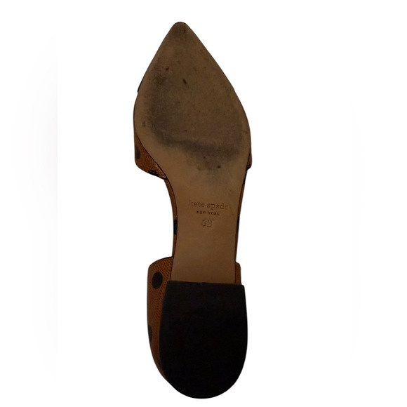 Kate Spade New York Polka Dot D’Orsay Flats Black & Brown Pointed Toe sz 6 - Picture 3 of 6